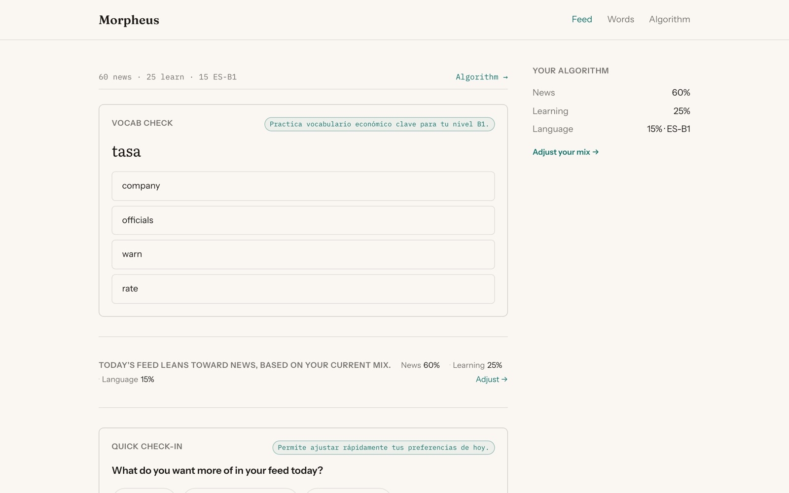 Morpheus — A news feed that teaches you a language while you read it